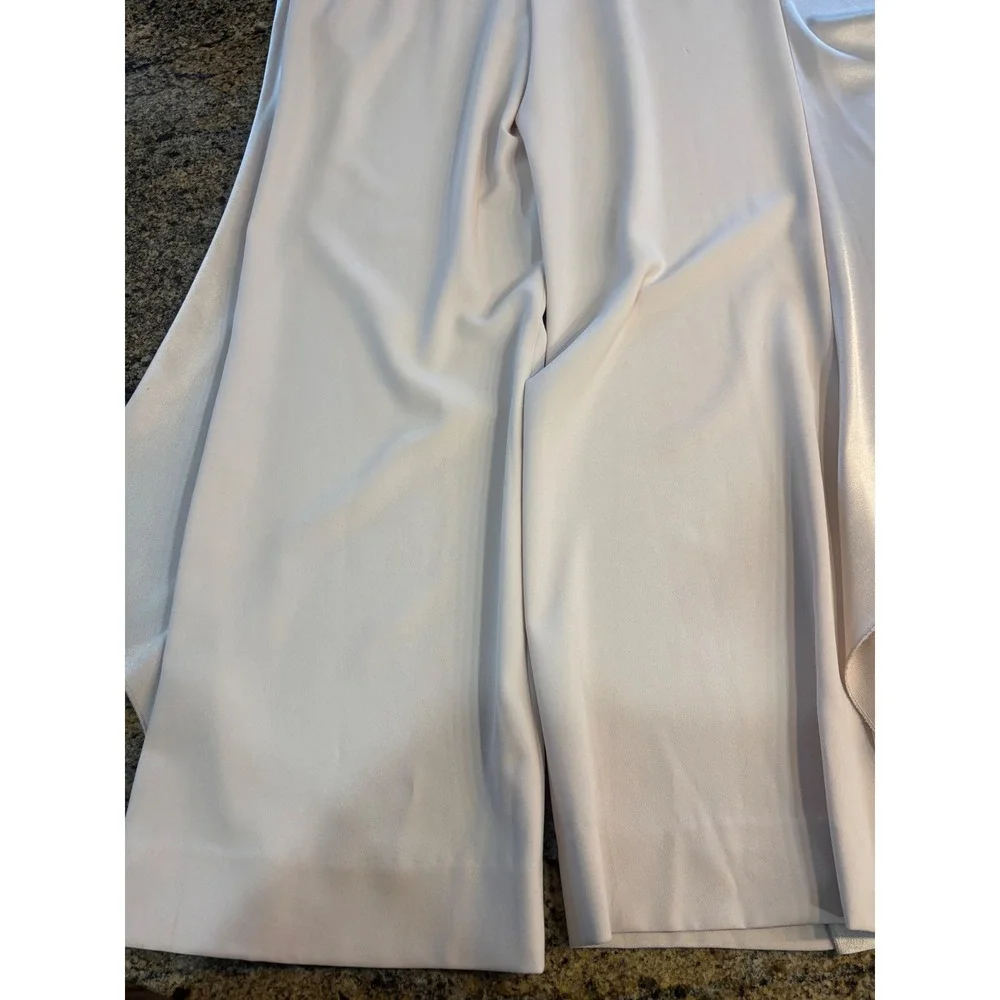 Alice + Olivia Cream Sarandon Satin Ruffle Wide Leg Jumpsuit Size 2 - Picture 14 of 14